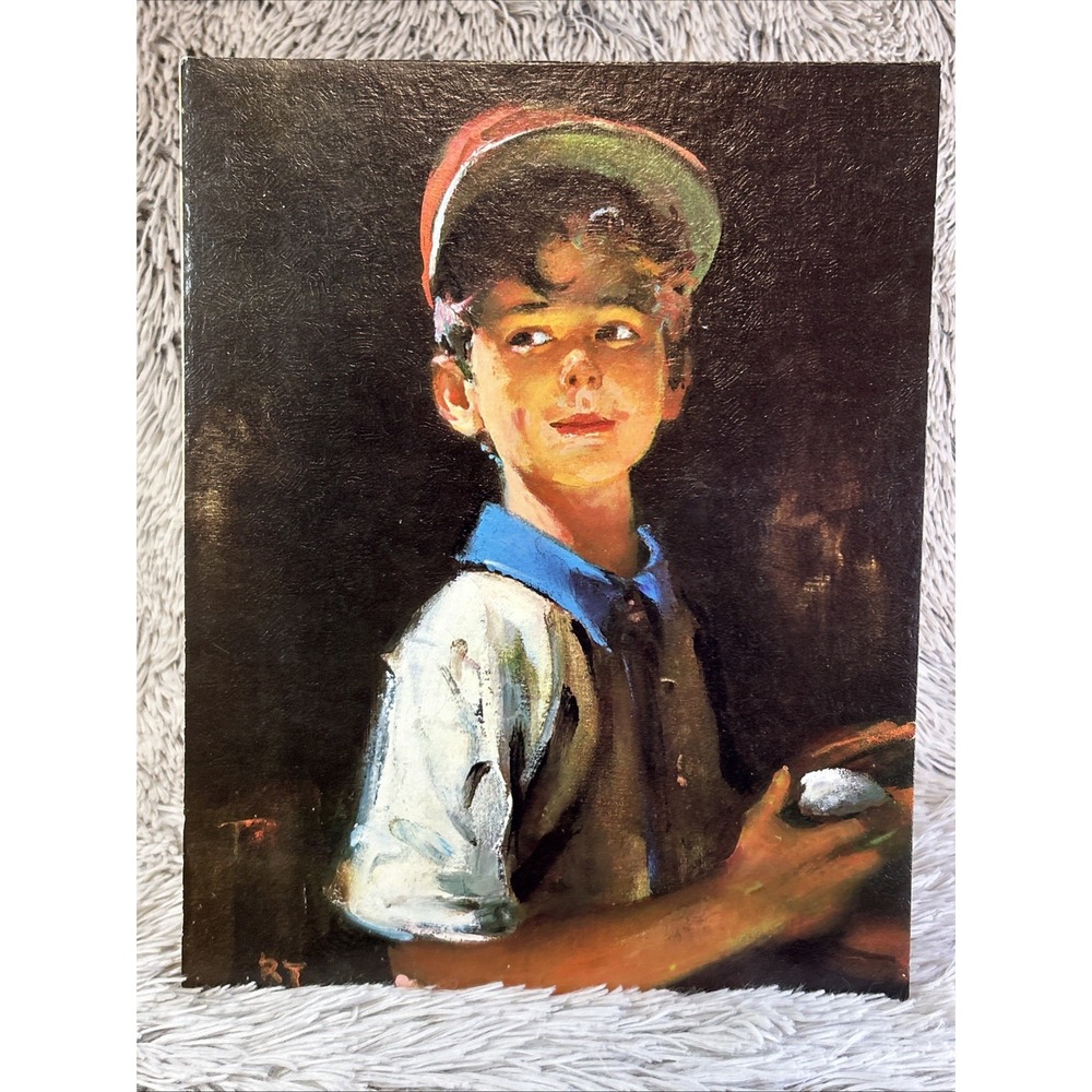 Rico Tomaso RT Lithograph Print Baseball Little‎ Leaguer 1968- 11 x 14 Vintage